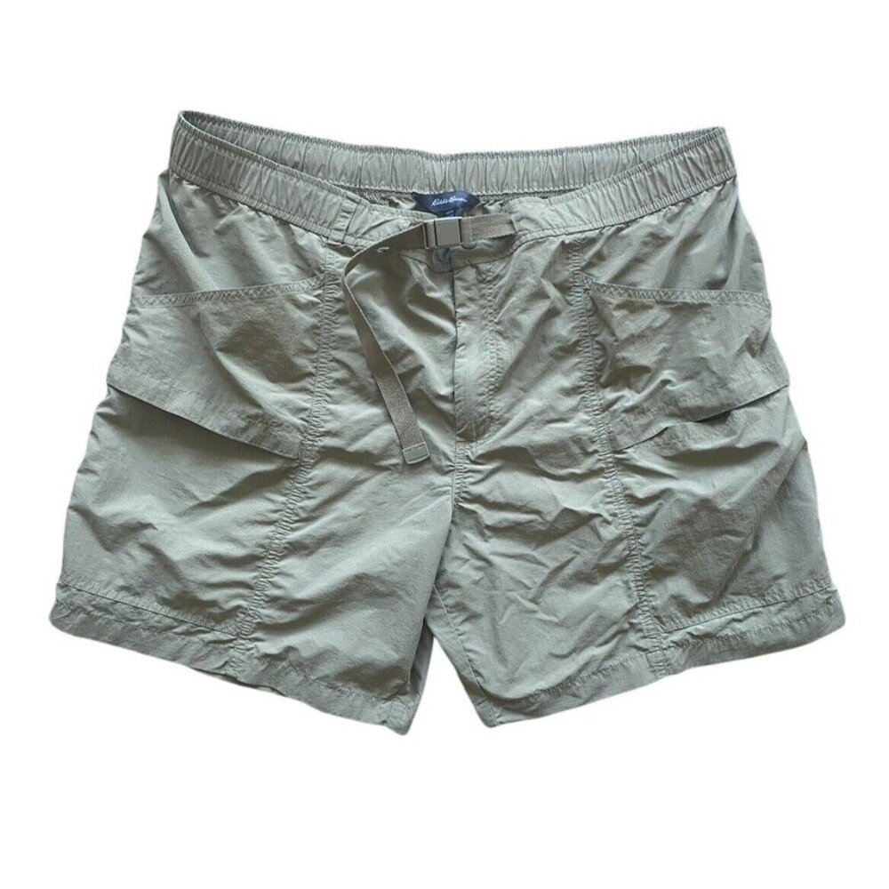 Eddie Bauer Hiking Shorts Mens Large‎ Ripstop Belted Nylon Outdoor Dark Tan XXL